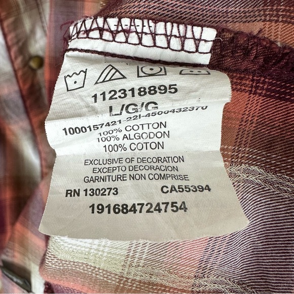 Wrangler Retro Premium Western Snap Plaid Shirt L - Picture 6 of 8